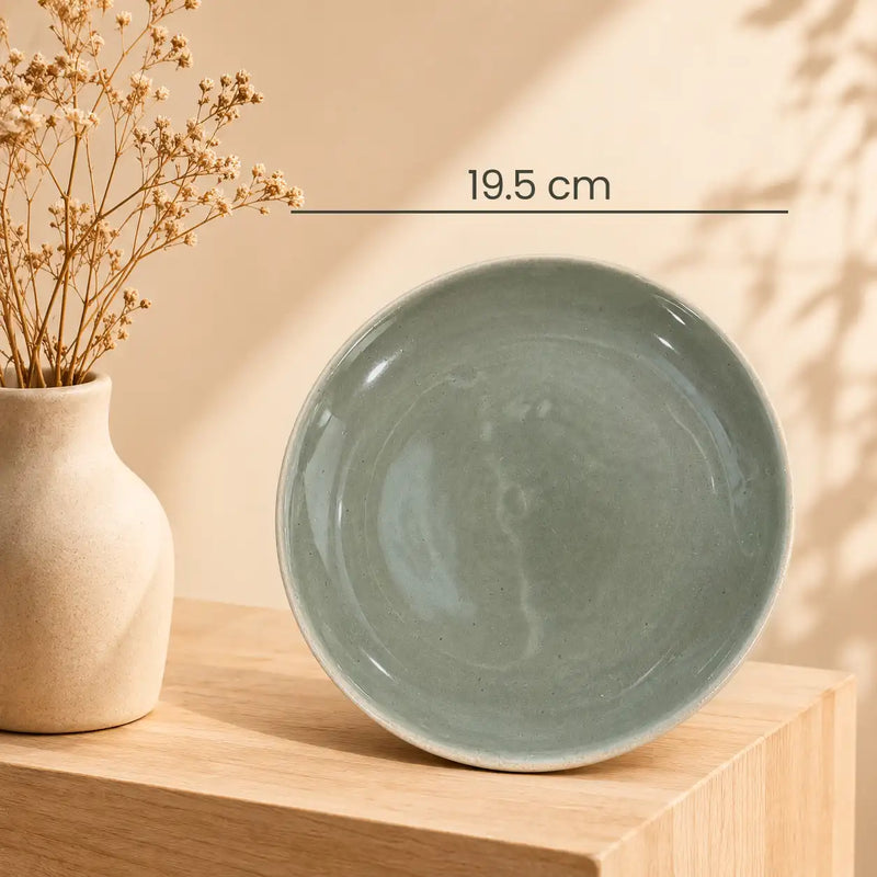 Organic Green Ceramic Quarter Plates - Set of 4
