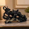 Majestic Black & Gold Elephant Family Sculpture
