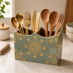 Emerald Heritage Wooden 2-Section Cutlery Holder