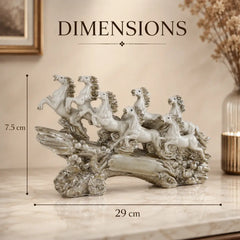 Victorious Galloping 7 Horse Sculpture | Ivory & Champagne Gold