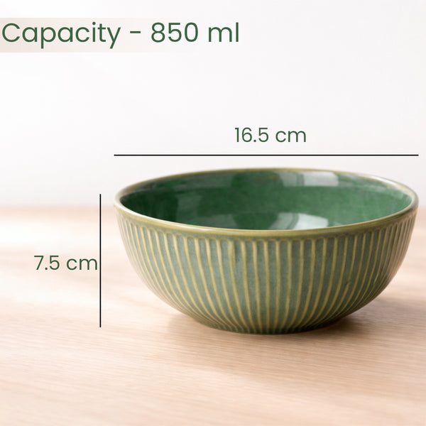 Glam Green Ceramic Serving Bowl Set of 2