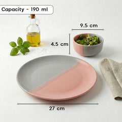 Grey Pink Ceramic Dinner Set - 30 Piece Family Dining Set