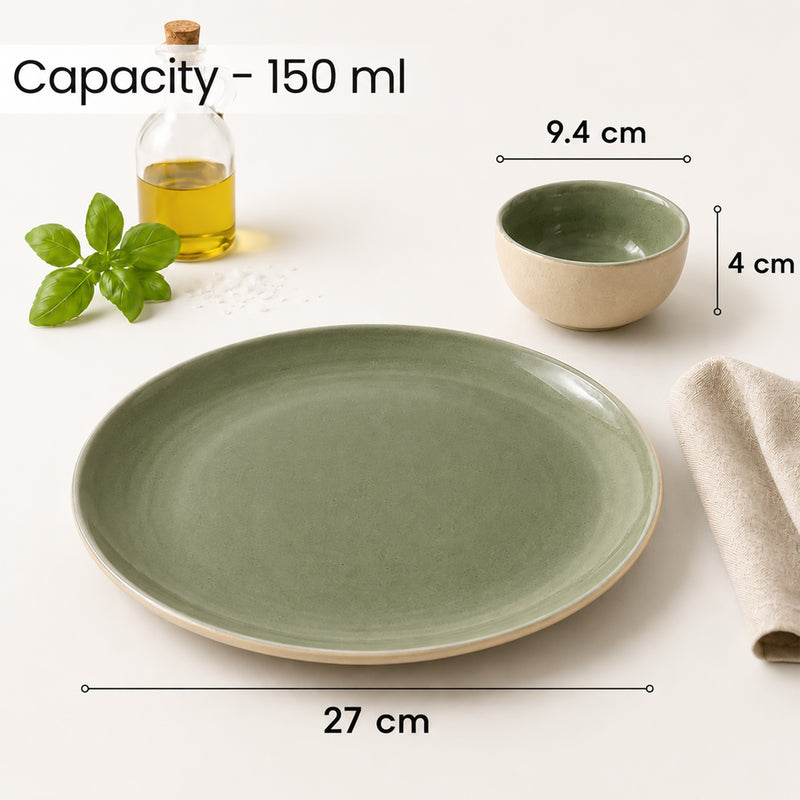 Organic Green Ceramic Dinnerware Set - 8 Pieces