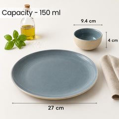 Organic Grey Ceramic Dinnerware Set - 8 Pieces