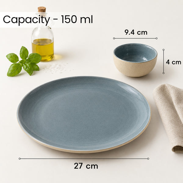 Organic Grey Ceramic Dinnerware Set - 8 Pieces