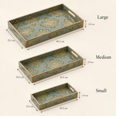 Emerald Heritage Wooden Serving Tray Set of 3