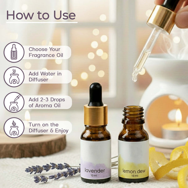 Lavender & Lemon Dew Aroma Diffuser Oil Set (10ml Each) – Calm & Fresh Duo