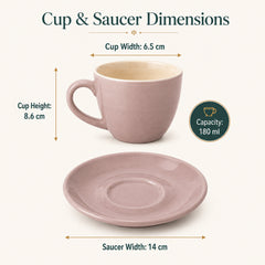 Solid Lavender Ceramic Cappuccino Cup & Saucer Set of 4
