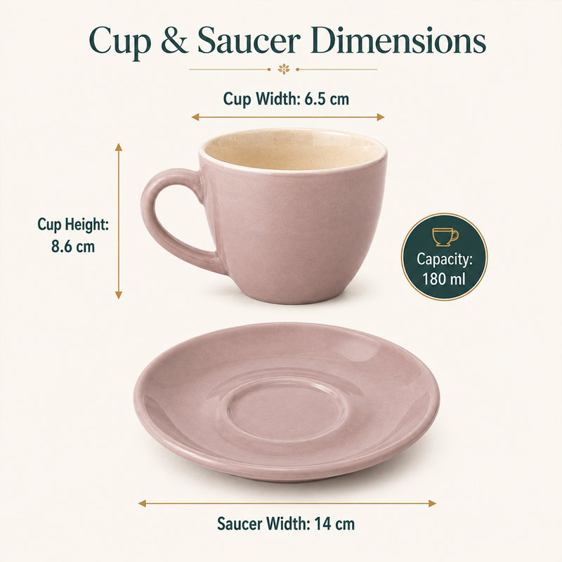Solid Lavender Ceramic Cappuccino Cup & Saucer Set of 4