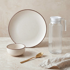 Creme Ceramic Dinner Set - 21 Piece Dining & Serving Set