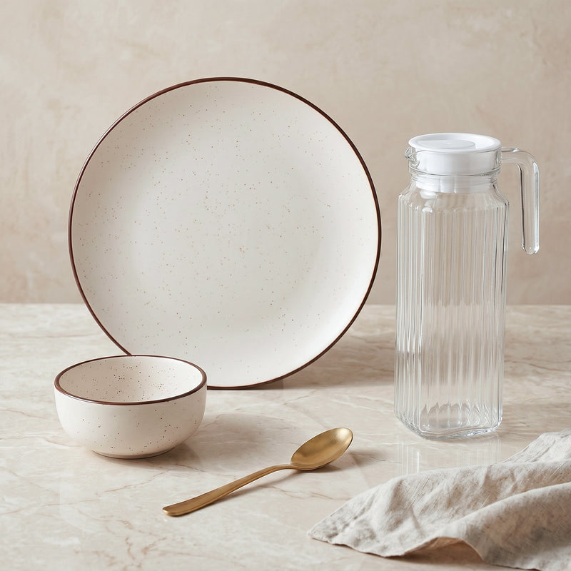 Creme Ceramic Dinner Set - 21 Piece Dining & Serving Set