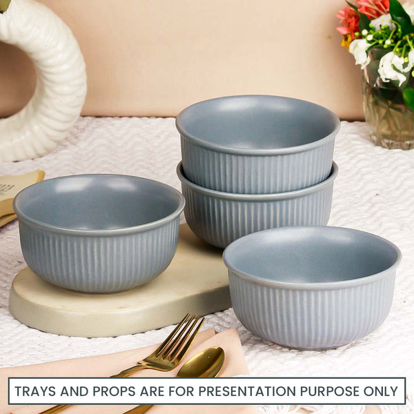 Grey Fringe Ceramic Bowl Set of 4 – 550ML