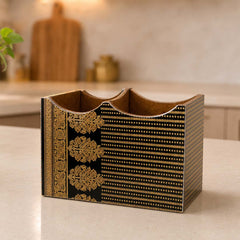 Royal Heritage Wooden 2-Section Cutlery Holder