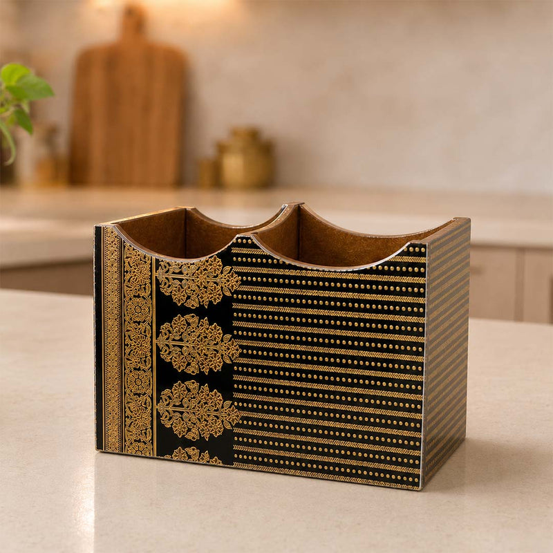 Royal Heritage Wooden 2-Section Cutlery Holder