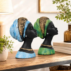 Regal Noir & Gold Sculptural Bust Duo