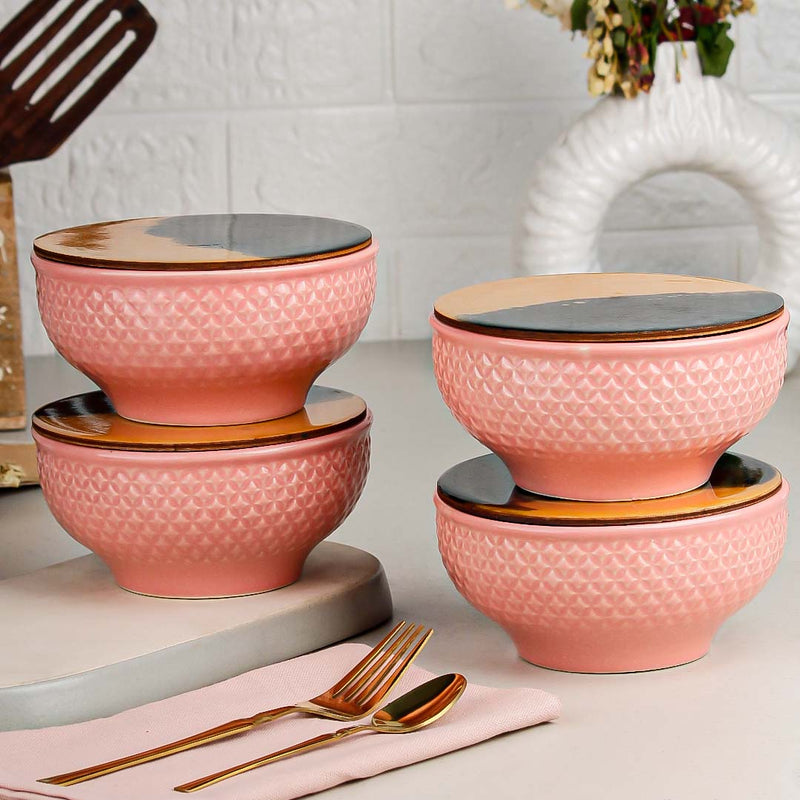 Pink Star Ceramic Bowl Set – 580ML