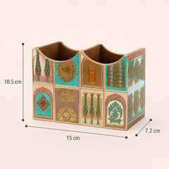 Mughal Heritage Wooden 2-Section Cutlery Holder