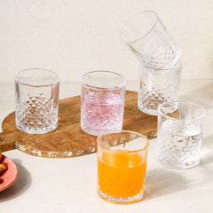 Hobnail Drinking Glasses Set of 6, 210 ML