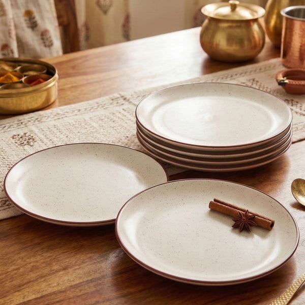 Creme Matte Ceramic Dinner Plates Set of 6