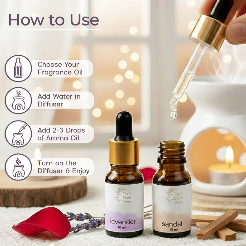 Lemon Dew & Sandal Aroma Diffuser Oil Set (10ml Each) – Energy & Grounding Duo