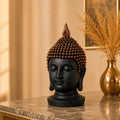 Serenity Buddha Head Sculpture – Matte Black & Copper