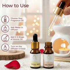 Lemon Dew & Rose Aroma Diffuser Oil Set (10ml Each) – Energizing Floral Duo