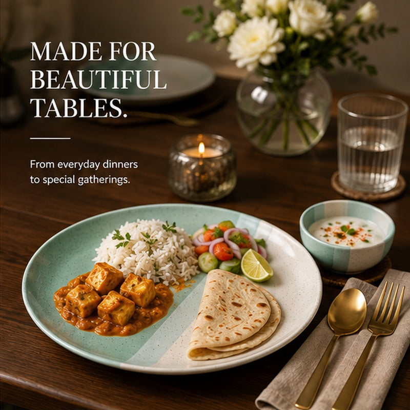 TT Green Matte Ceramic Dinner Set - 8 pieces
