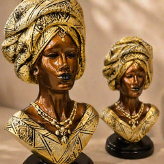 Majestic Gold & Bronze Sculptural Bust Pair (Set of 2)