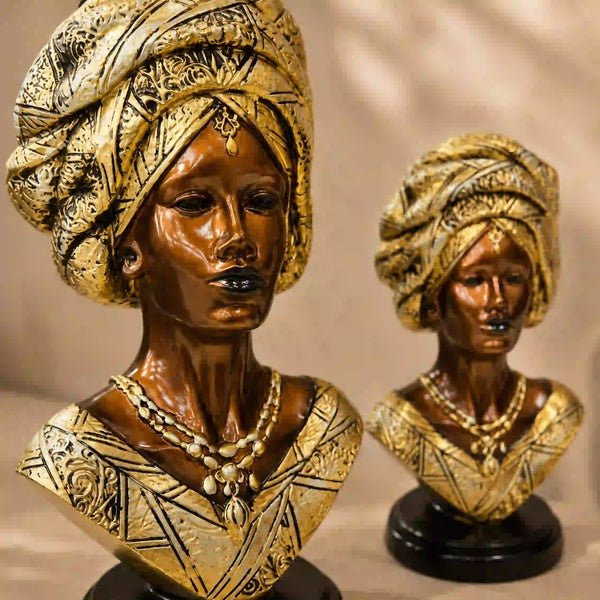 Majestic Gold & Bronze Sculptural Bust Pair (Set of 2)