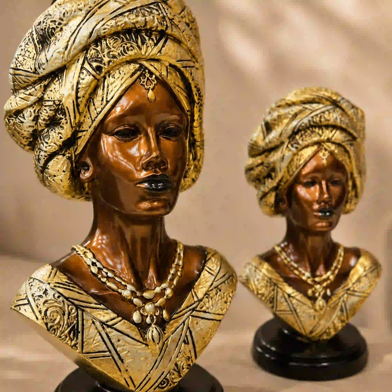 Majestic Gold & Bronze Sculptural Bust Pair (Set of 2)