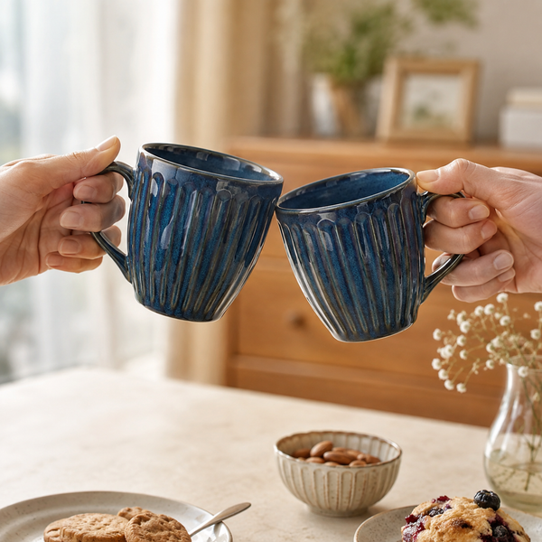 Glam Blue Studio Ceramic Coffee Mugs Set of 6