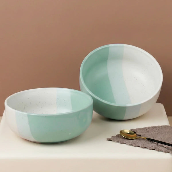 TT Green Tritone Ceramic Serving Bowl Set of 2 (800ML) – Microwave Safe