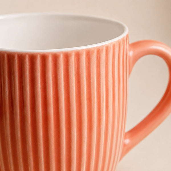 Peach Fringe Ceramic Tea Cup Set of 6, 220 ML Each, Microwave and Dishwasher Safe Coffee Cups