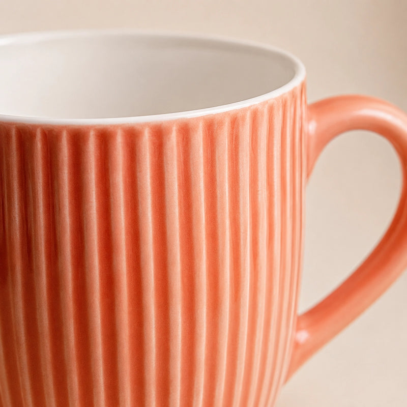 Peach Fringe Ceramic Tea Cup Set of 6, 220 ML Each, Microwave and Dishwasher Safe Coffee Cups