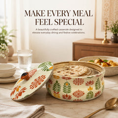 Wooden Leaf-Design Dome Lid Casserole