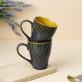 Blue Fusion Wave Ceramic Mugs Set of 6 (300ML) – Microwave Safe