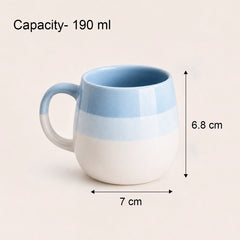 Tritone Sky Blue Ovule Shape Tea Cups Set of 6