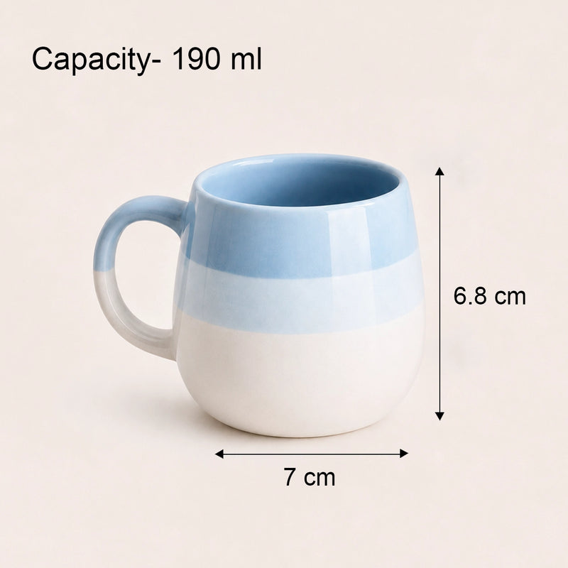 Tritone Sky Blue Ovule Shape Tea Cups Set of 6