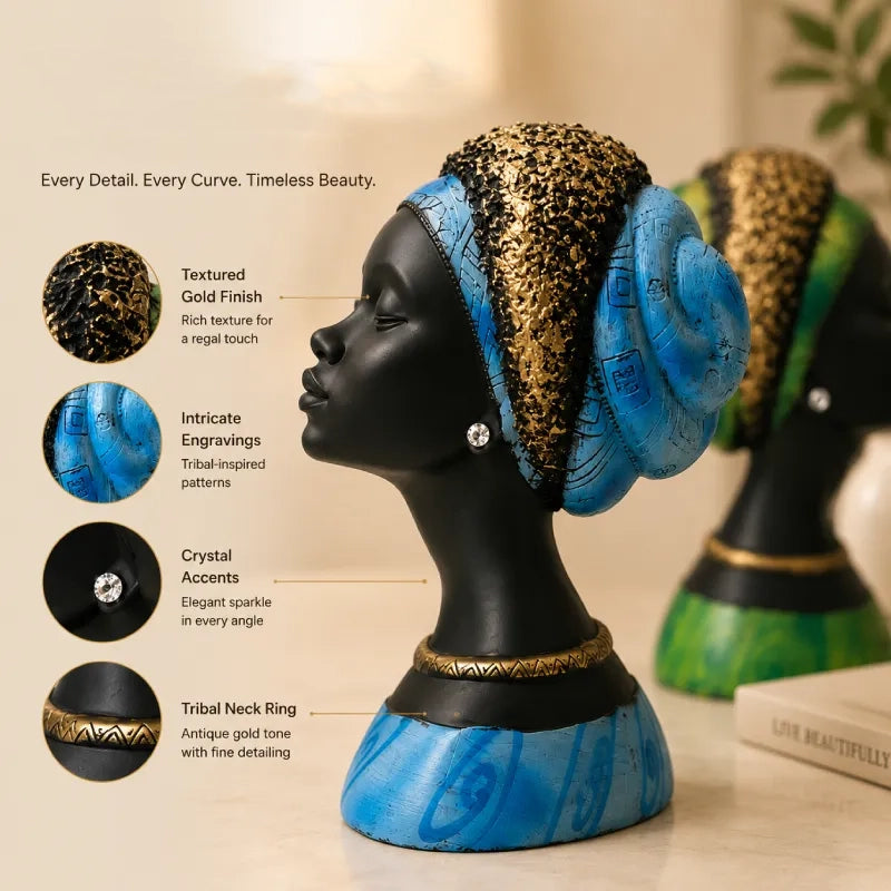 Regal Noir & Gold Sculptural Bust Duo