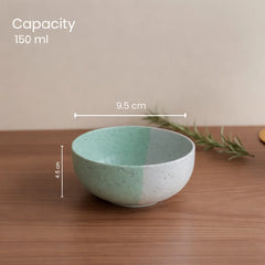 Tritone Green Matte Ceramic Dinner Plate with Serving Bowl
