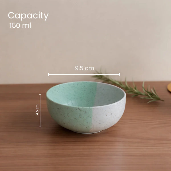 Tritone Green Matte 2 Ceramic Dinner Plate with 2 Serving Bowl