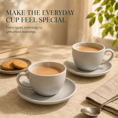 Solid Grey Ceramic Cappuccino Cup & Saucer Set of 4