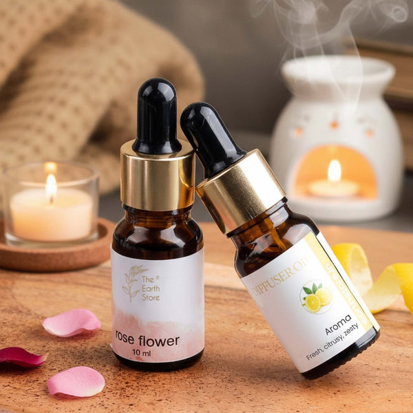 Lemon Dew & Rose Aroma Diffuser Oil Set (10ml Each) – Energizing Floral Duo