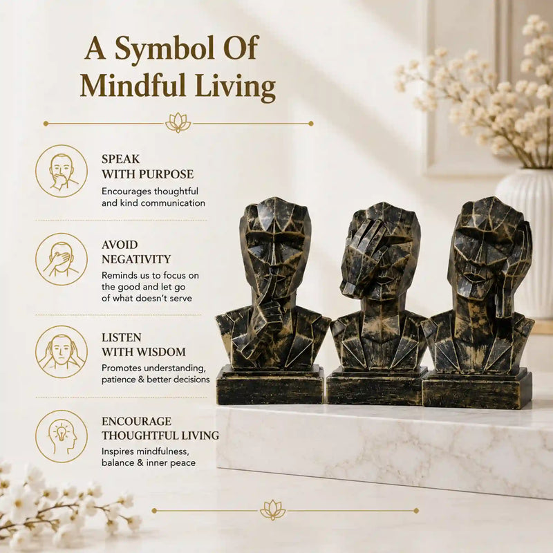 Geometric Mindful Thinker Sculpture Trio