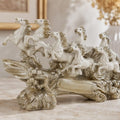 Victorious Galloping 7 Horse Sculpture | Ivory & Champagne Gold