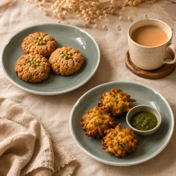 Organic Green Ceramic Quarter Plates - Set of 4