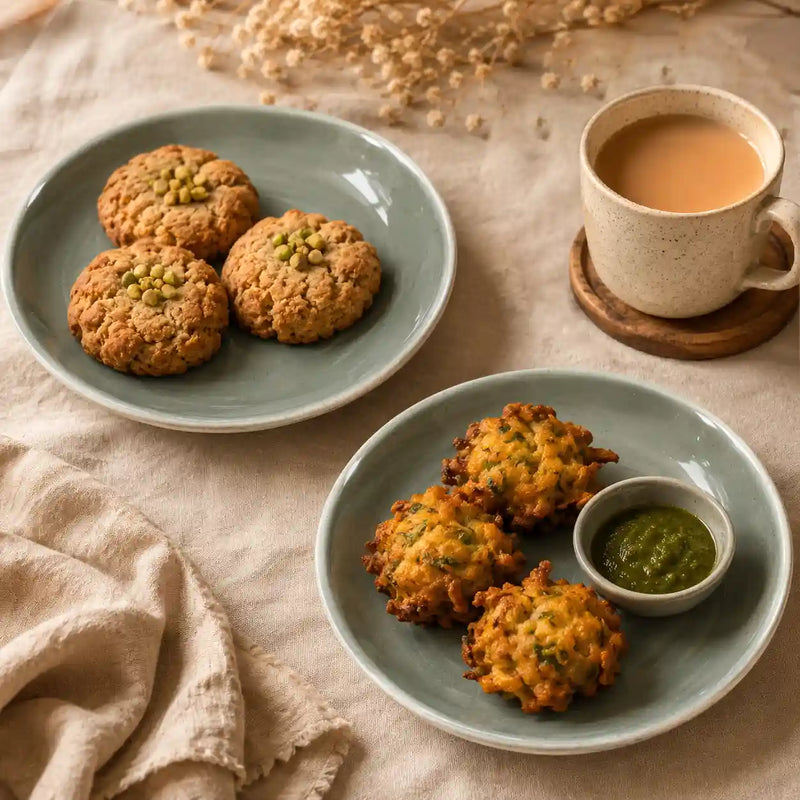 Organic Green Ceramic Quarter Plates - Set of 4