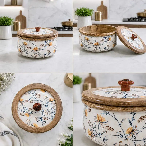 Floriva Mango Wood Roti Casserole with Flat Lid | 1600ML