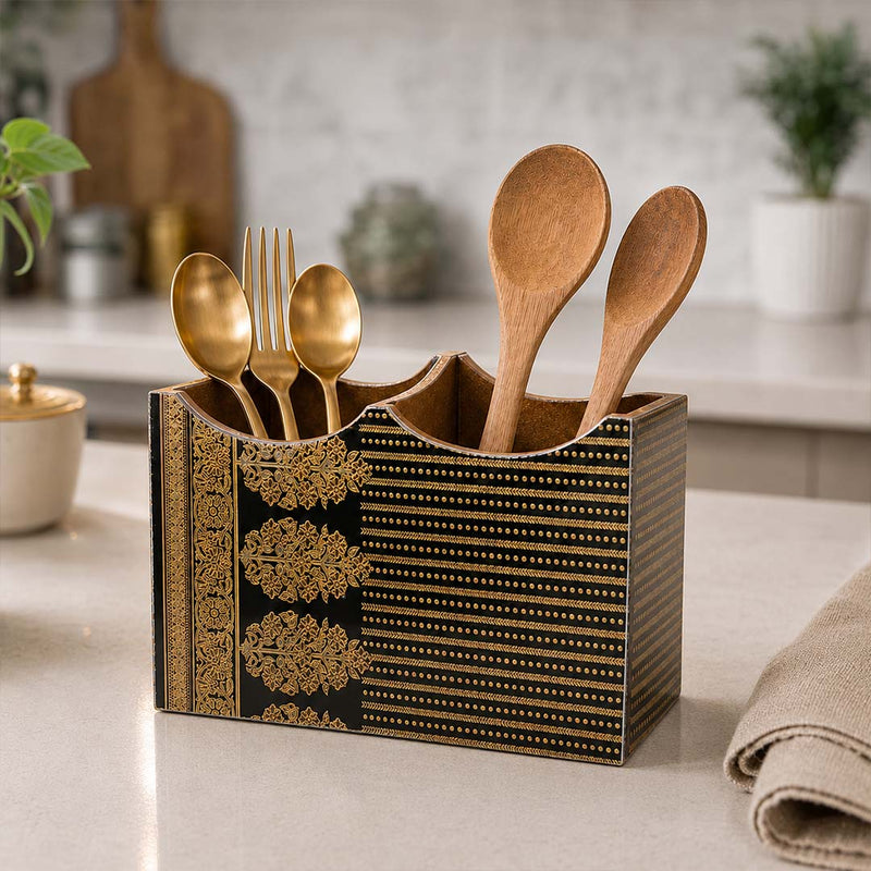 Royal Heritage Wooden 2-Section Cutlery Holder