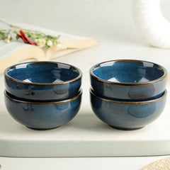 Galaxy Blue Ceramic Vegetable Bowl Set of 4, 150 ML
